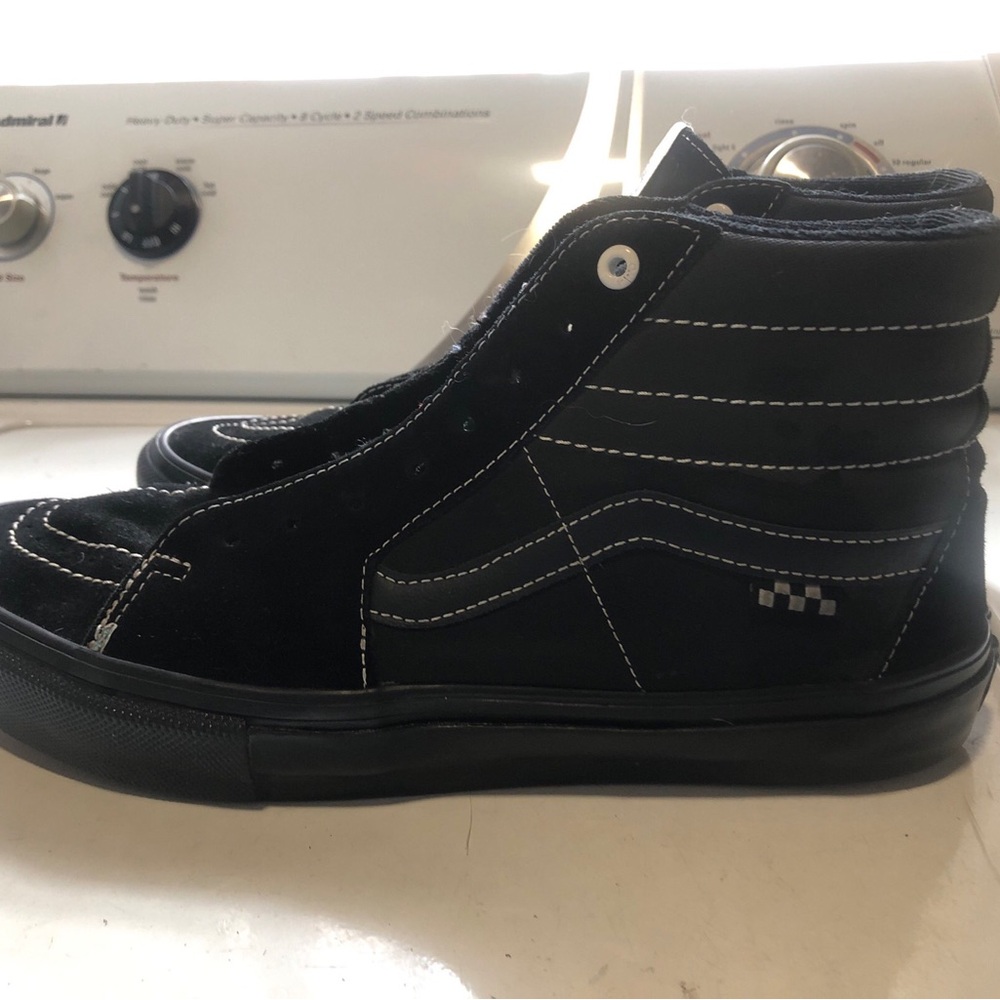 Vans Black High-Top Skate Shoes with White Stitching